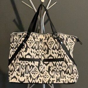 Chico's Black and White Geometric Tote Bag
